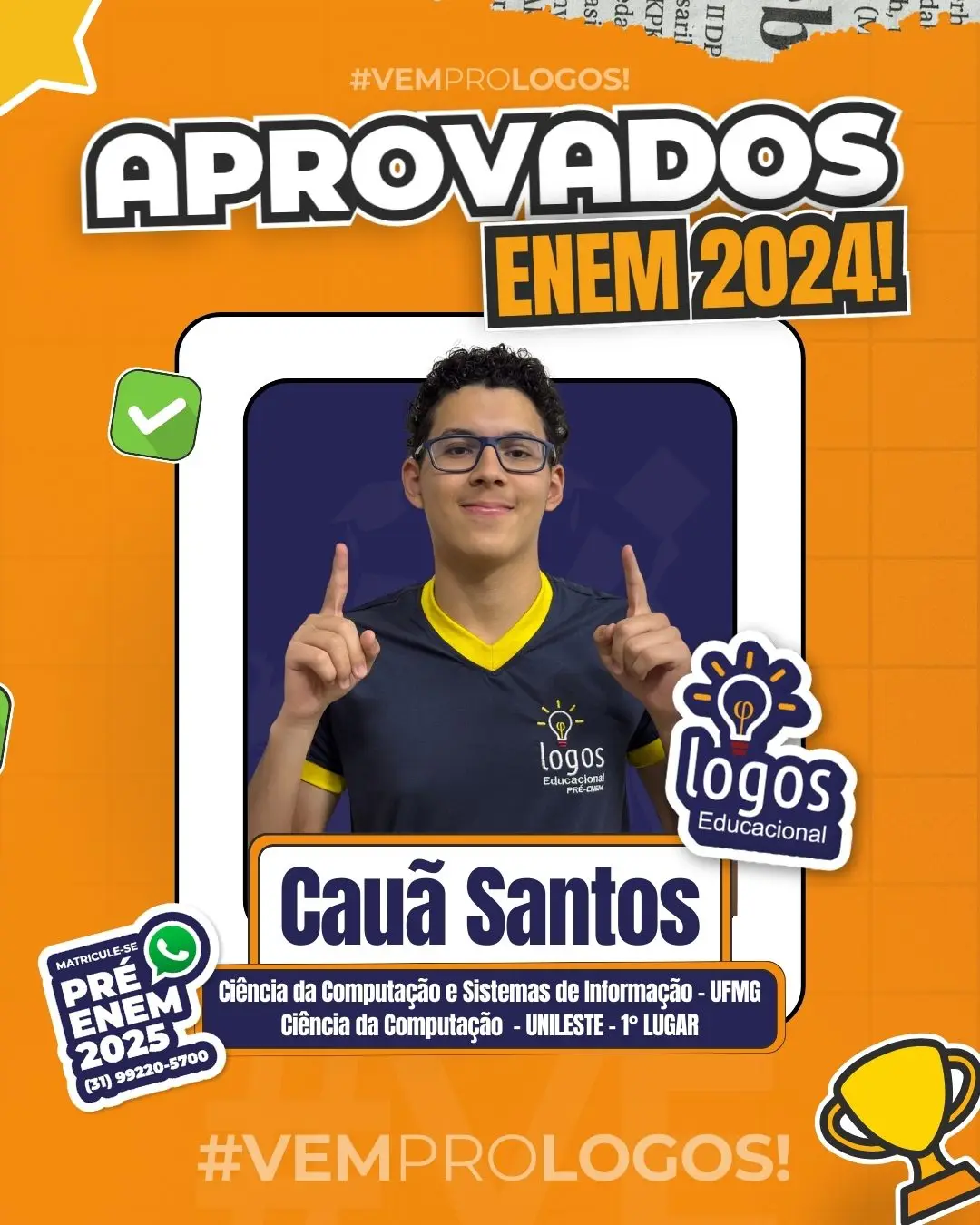 Cauã Santos, aprovado em Ciência da Computação na UFMG