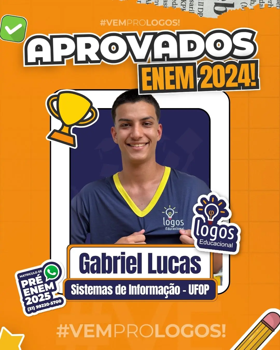 Gabriel Lucas, aprovado em Sistemas de Informação na UFOP