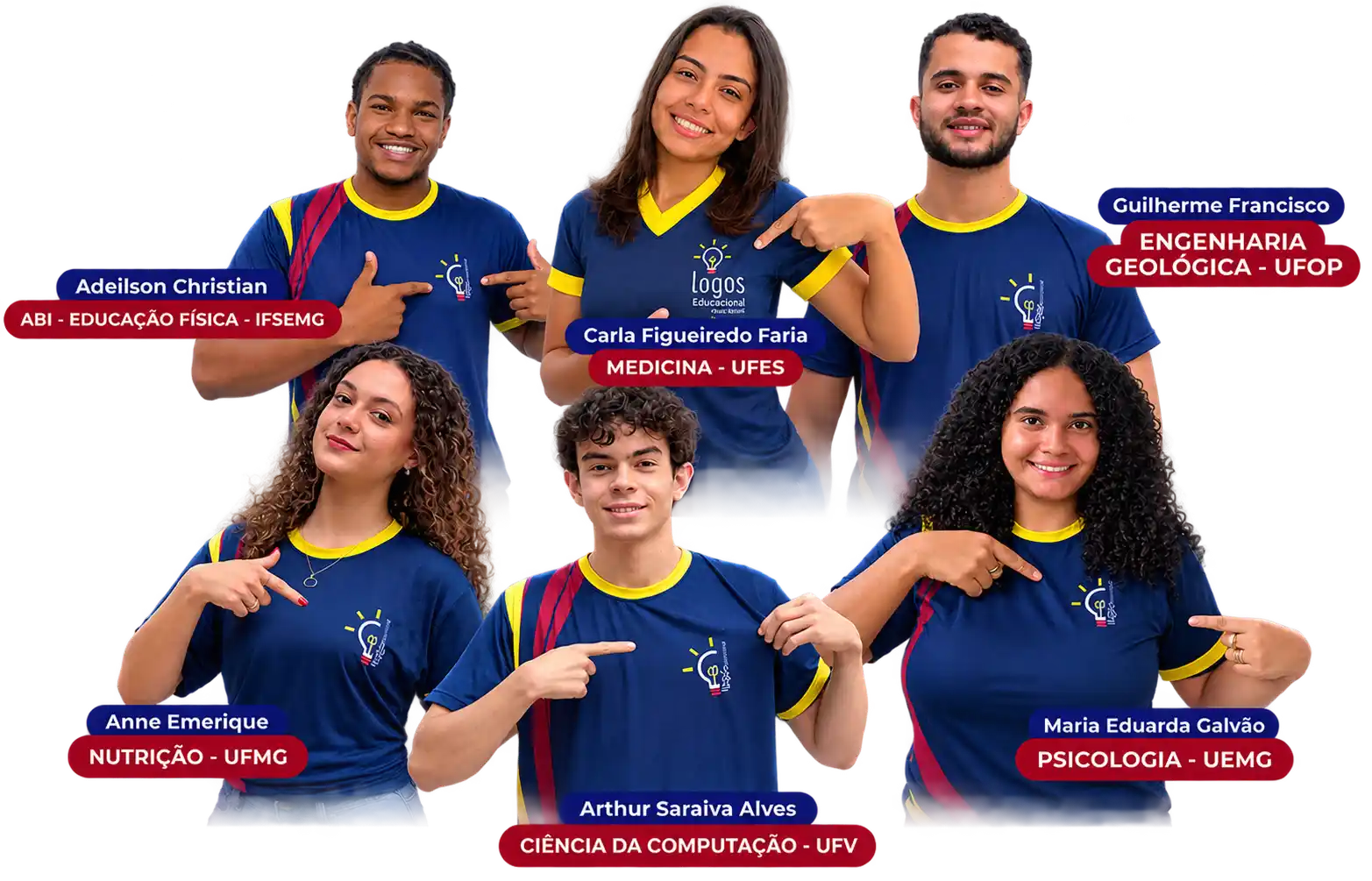 Alunos aprovados do Logos Educacional comemorando o resultado