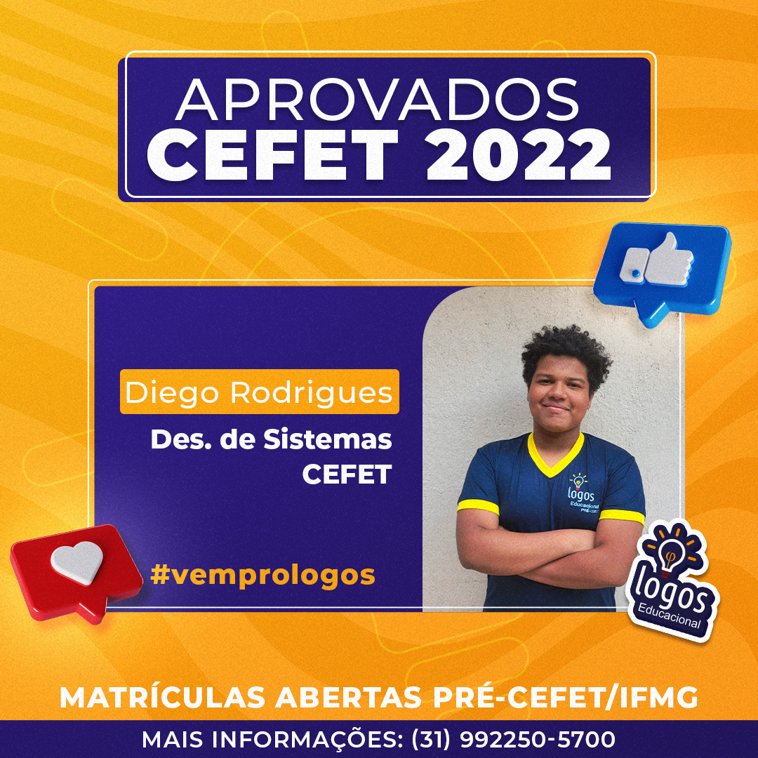 Diego Rodrigues aprovado CEFET/IFMG 2022