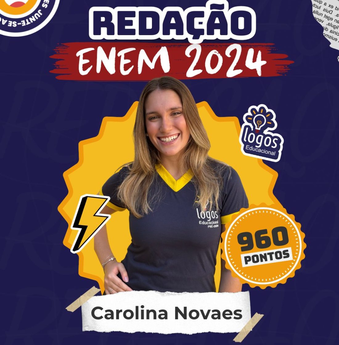 Carolina Novaes obteve uma nota alta de redenção no enem 2024