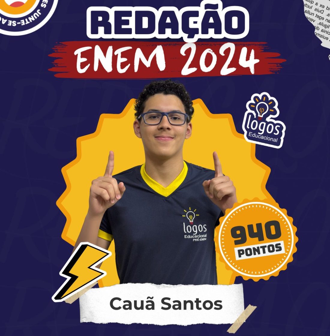 Cauã Santos obteve uma nota alta de redenção no enem 2024