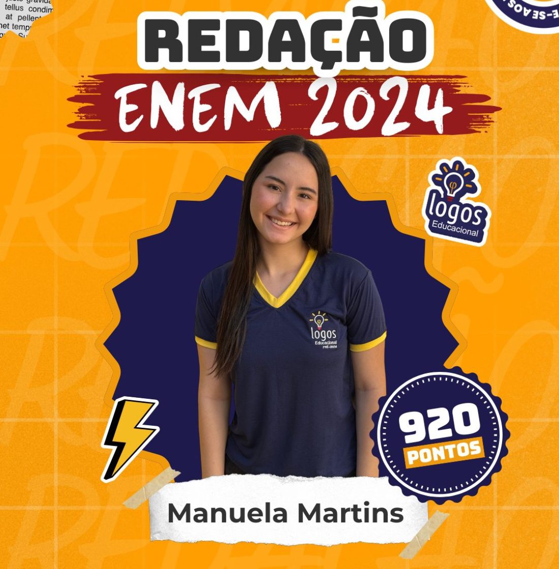Manuela Martins obteve uma nota alta de redenção no enem 2024