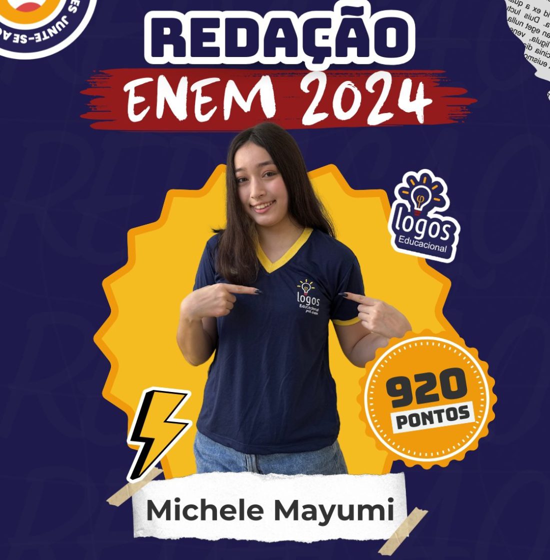 Michele Mayumi obteve uma nota alta de redenção no enem 2024