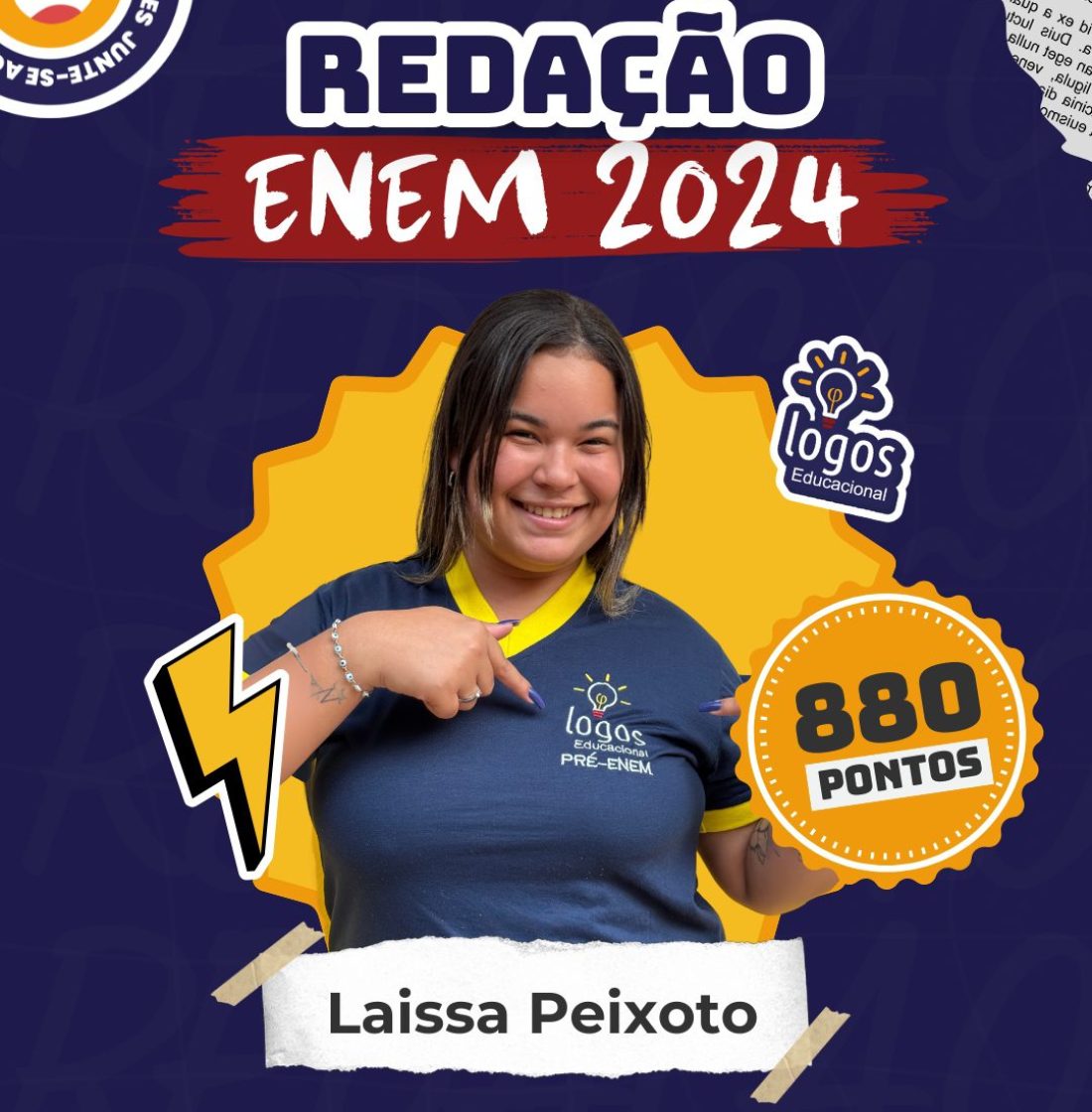 Laissa Peixoto obteve uma nota alta de redenção no enem 2024
