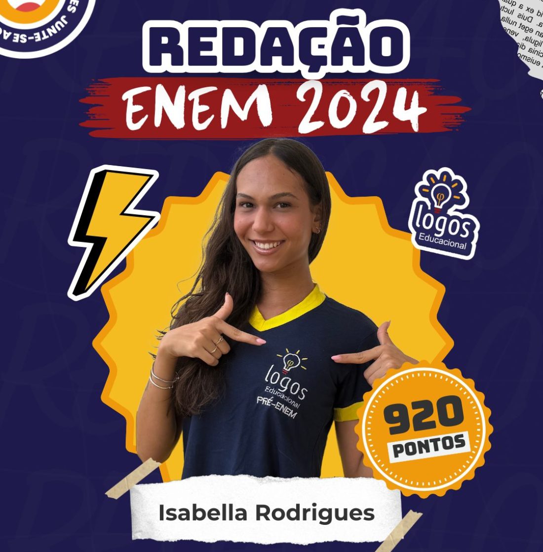 Isabella Rodrigues obteve uma nota alta de redenção no enem 2024