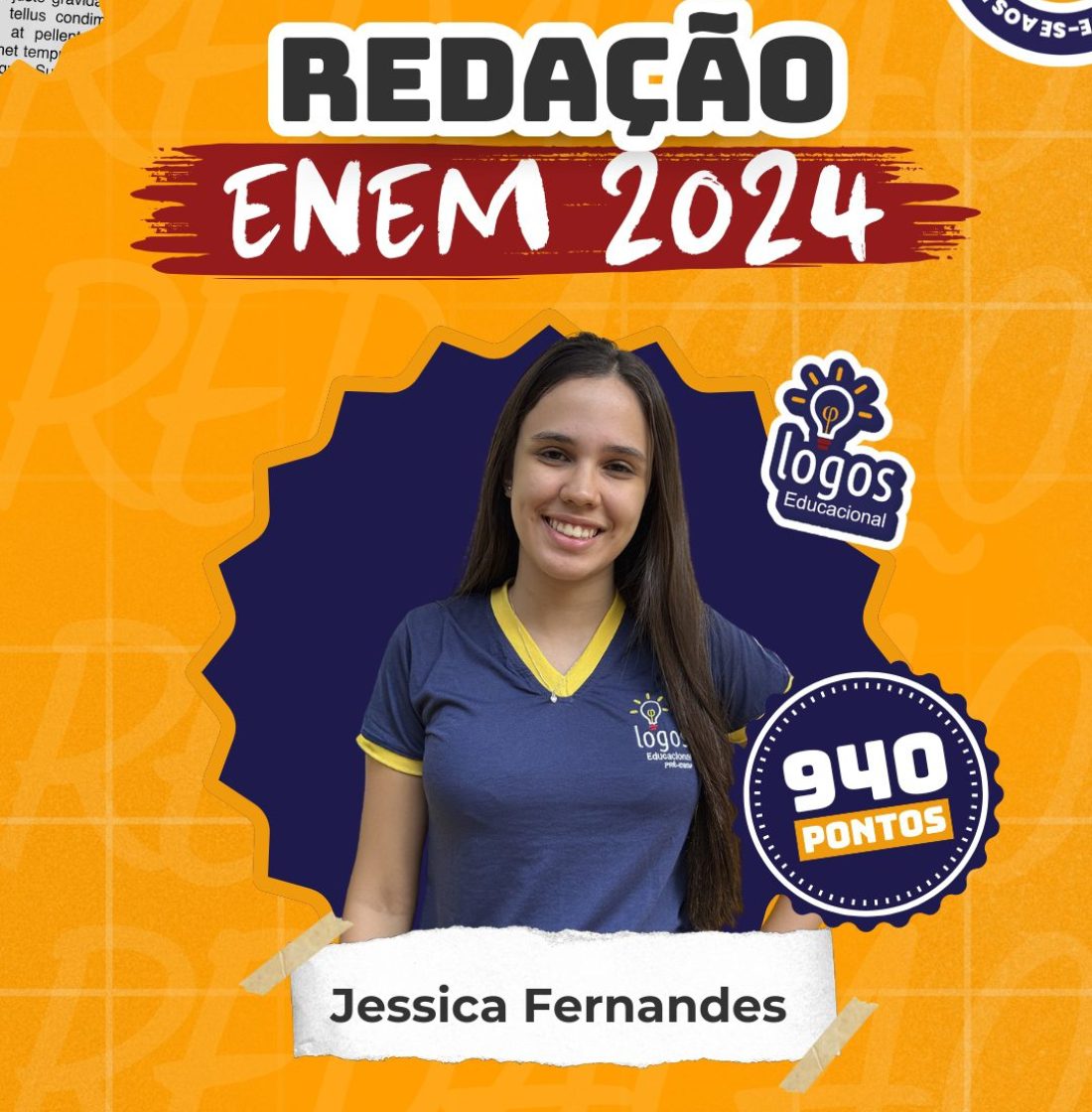 Jessica Fernandes obteve uma nota alta de redenção no enem 2024