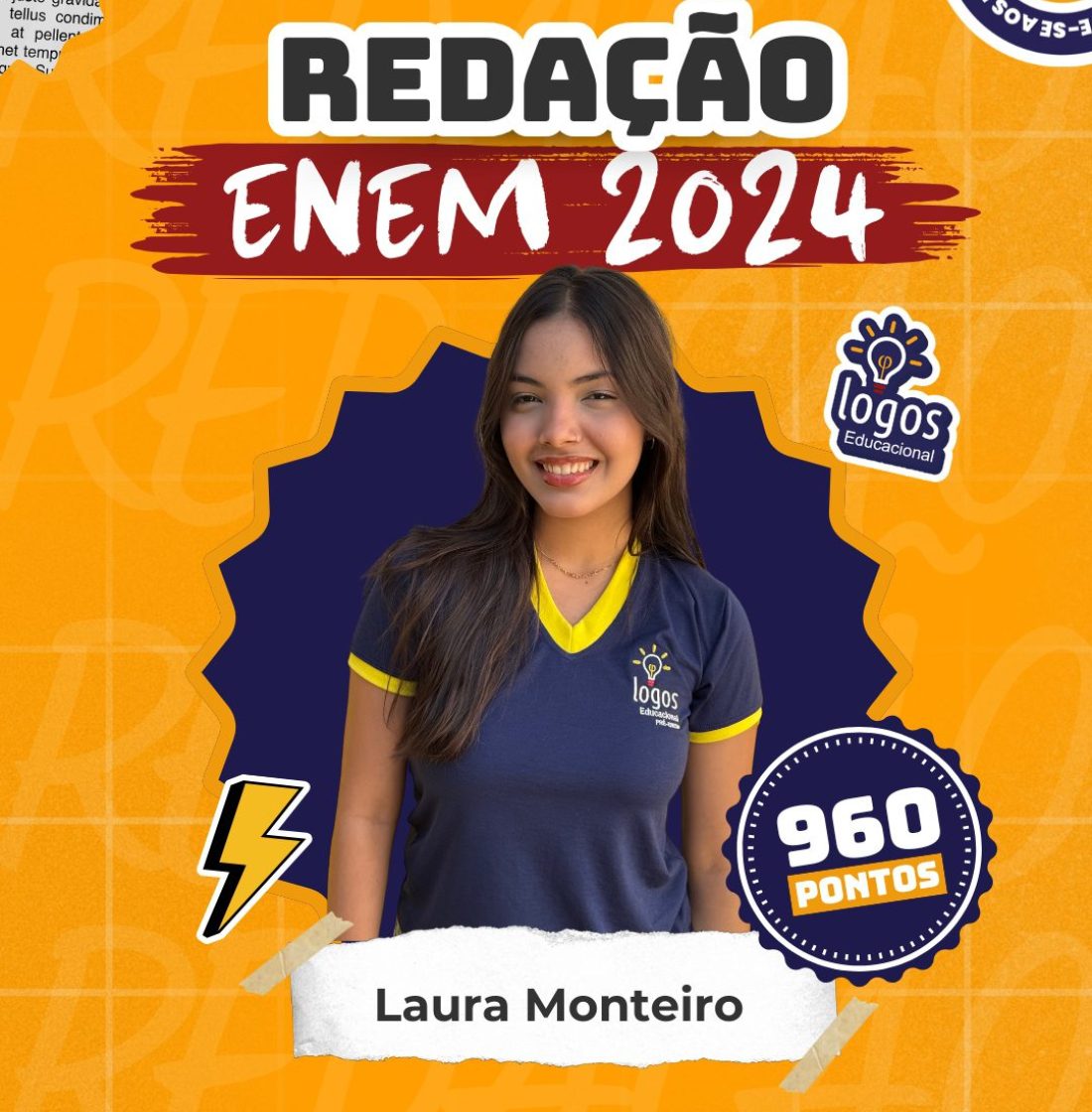 Laura Monteiro obteve uma nota alta de redenção no enem 2024