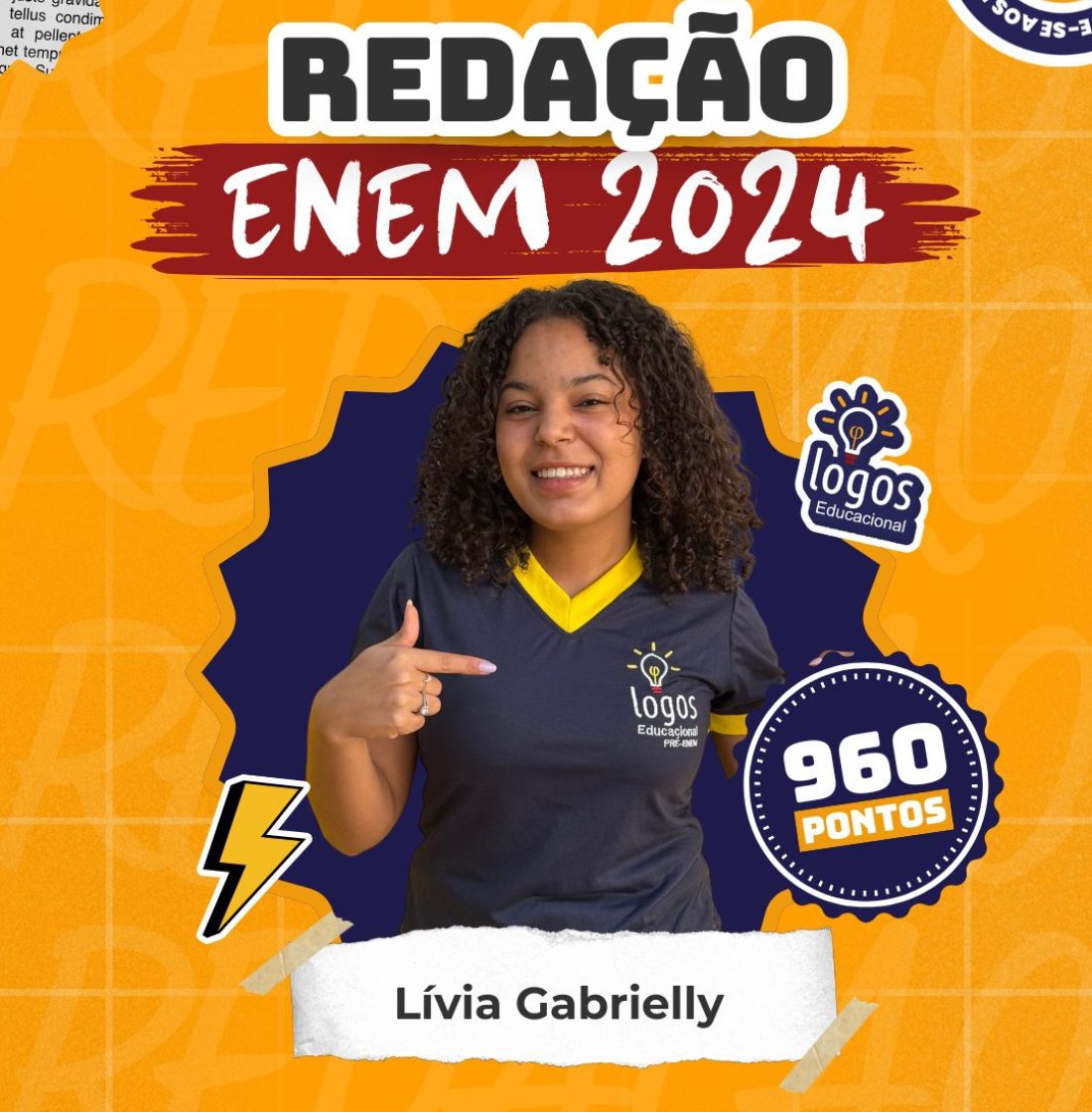Lívia Gabrielly obteve uma nota alta de redenção no enem 2024