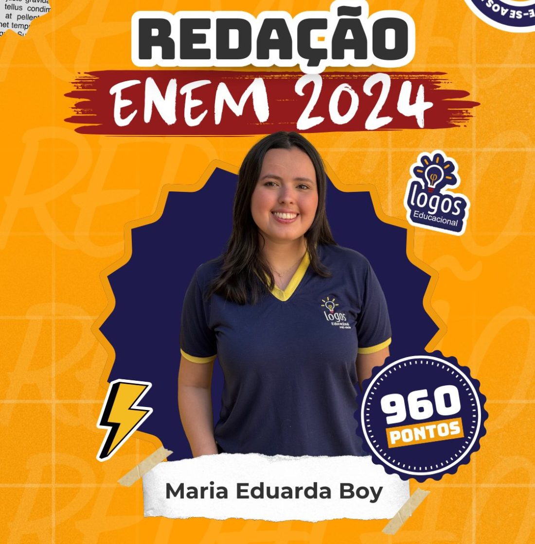 Maria Eduarda Boy obteve uma nota alta de redenção no enem 2024