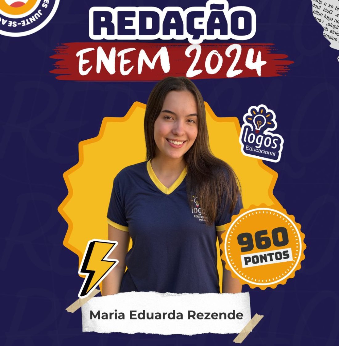 Maria Eduarda Rezende obteve uma nota alta de redenção no enem 2024