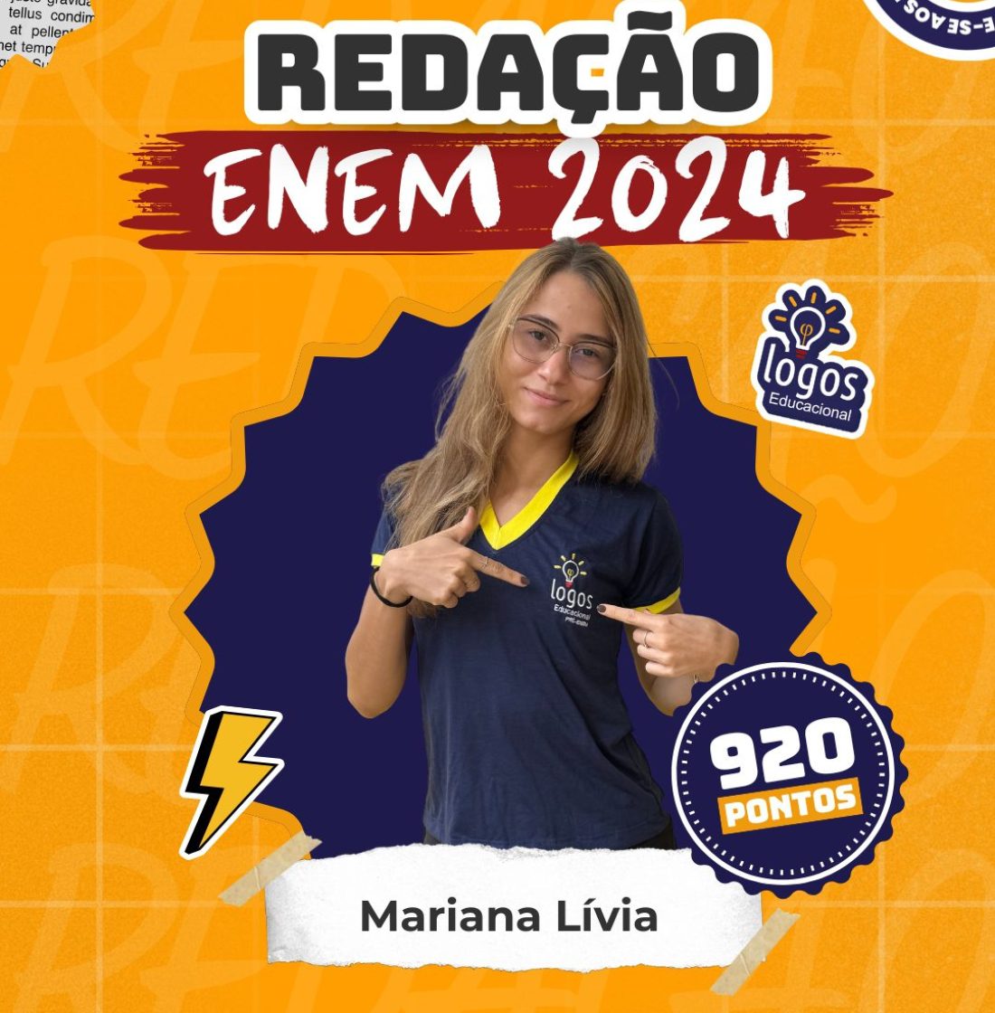 Mariana Lívia obteve uma nota alta de redenção no enem 2024