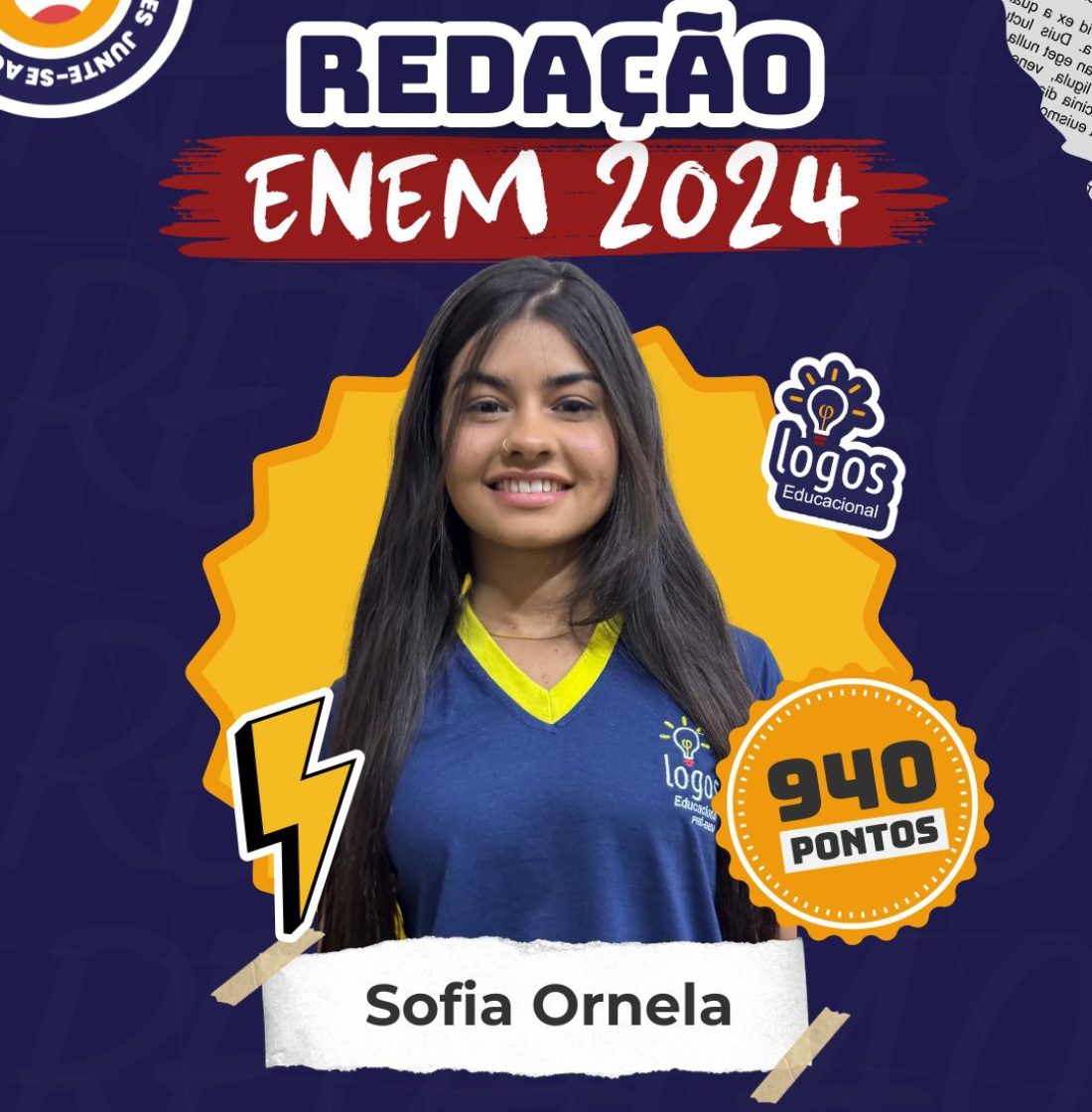 Sofia Ornela obteve uma nota alta de redenção no enem 2024