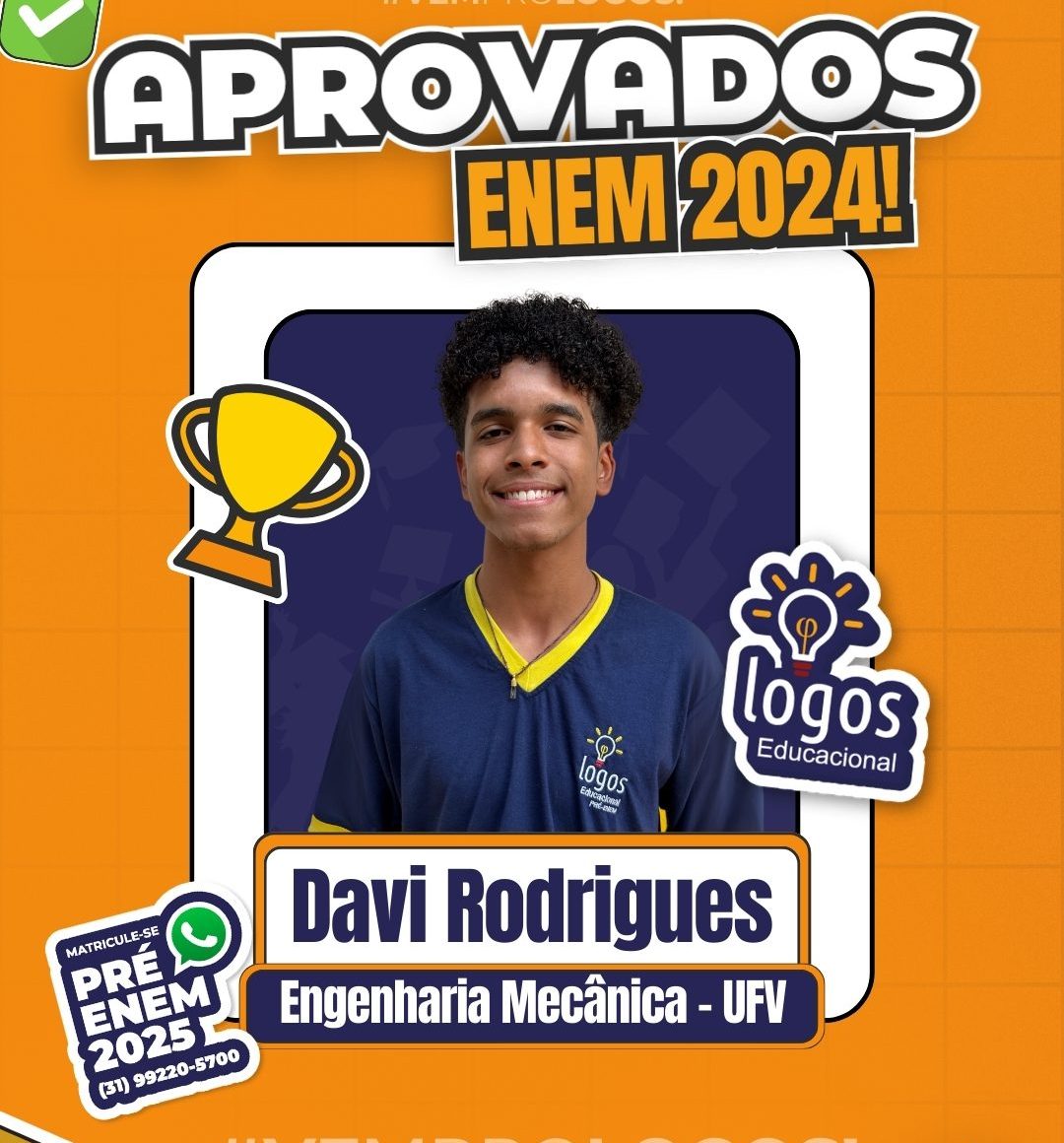 Davi Rodrigues um dos aprovados no enem 2024
