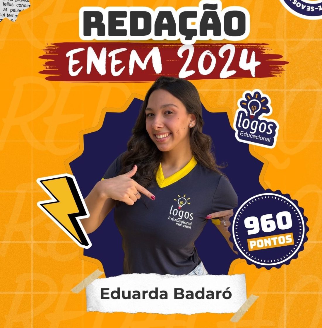 Eduarda Badaró obteve uma nota alta de redação no Enem 2024