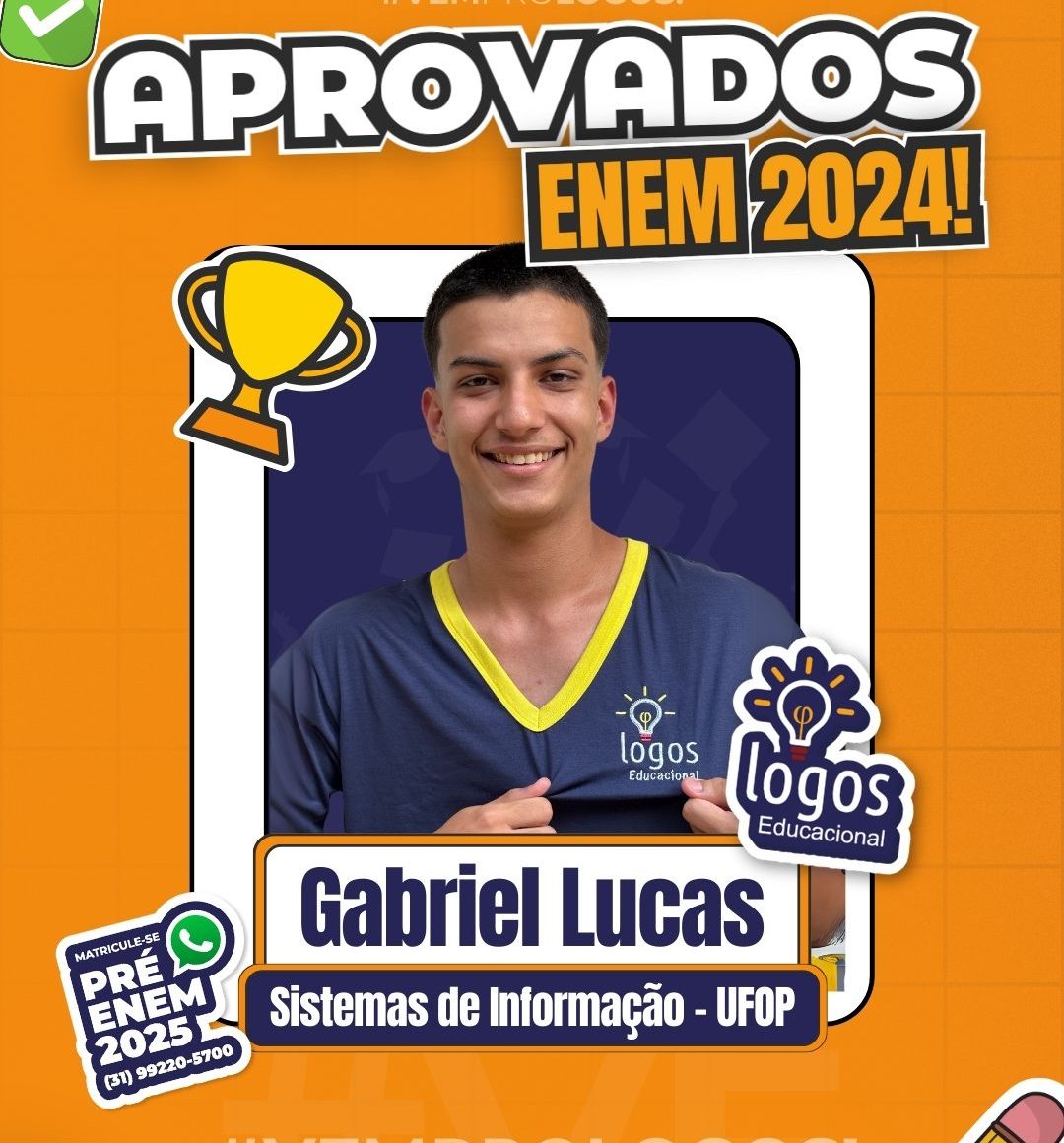 Gabriel Lucas um dos aprovados no enem 2024