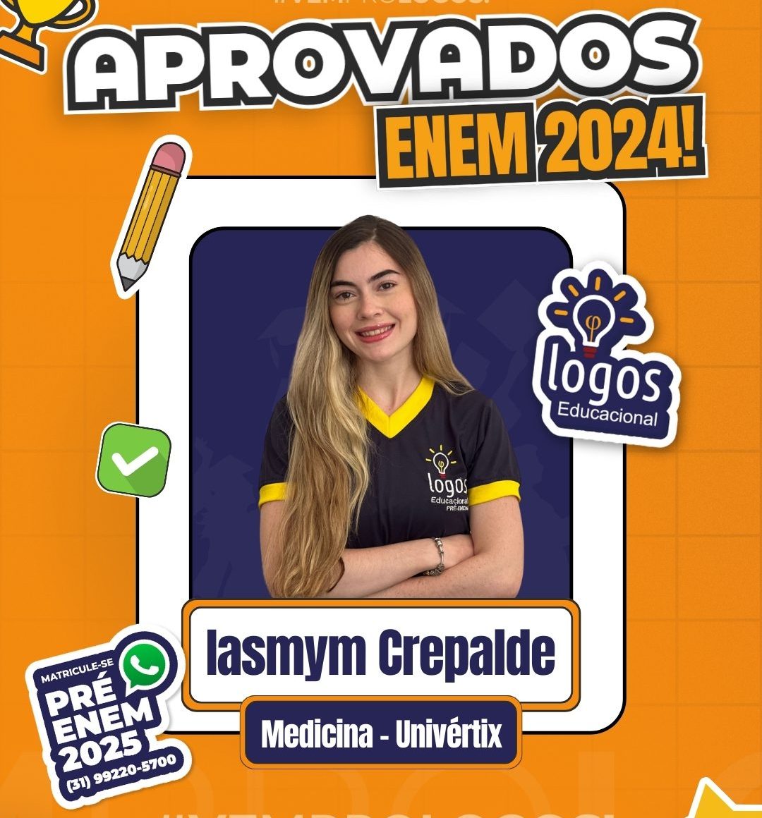 Iasmym Crepalde uma das aprovadas na prova do enem 2024
