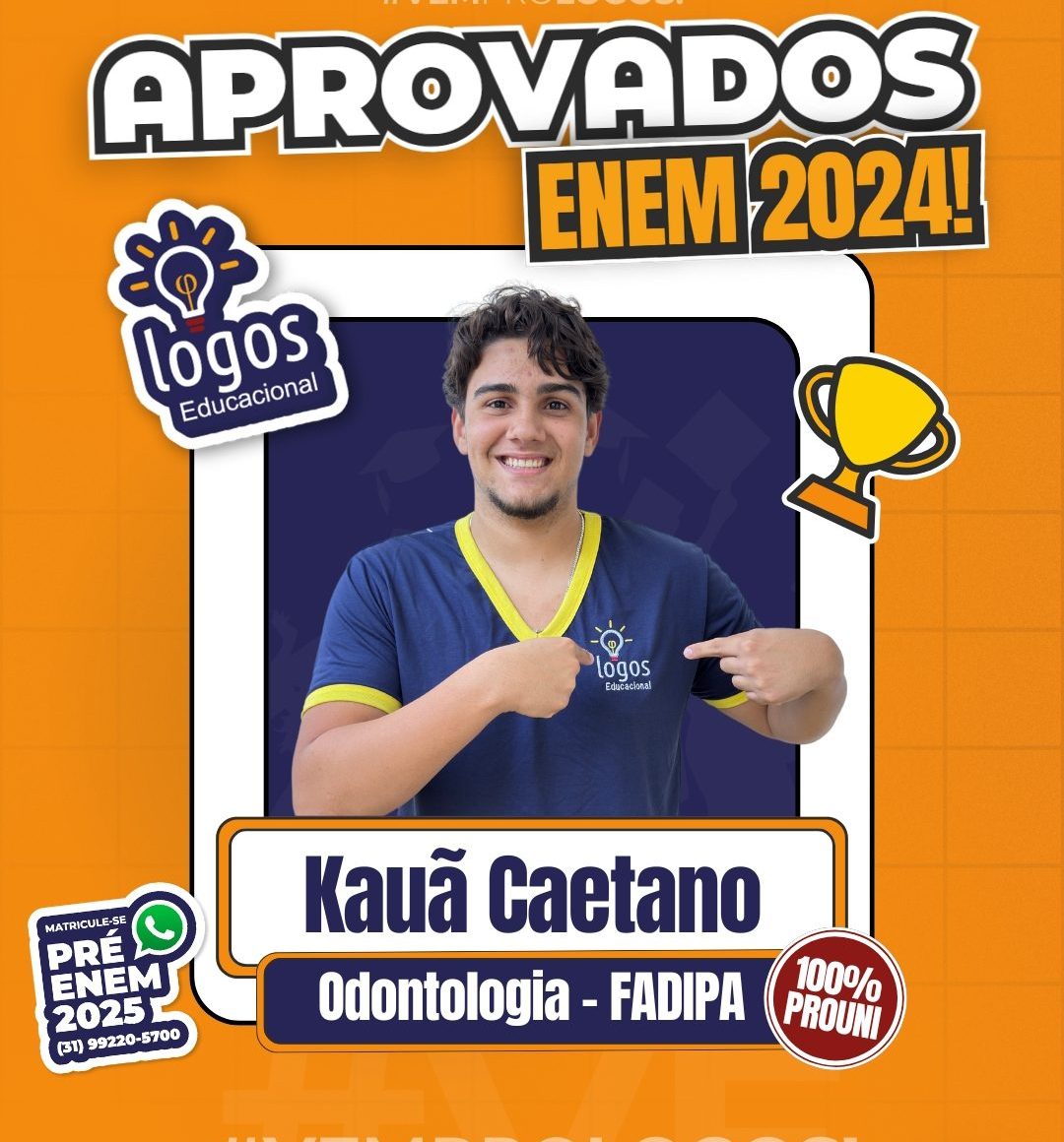 Kauã Caetano um dos aprovados na prova do enem 2024